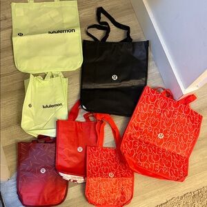 Lululemon Athletica Red, Black, and Green Tote Collection